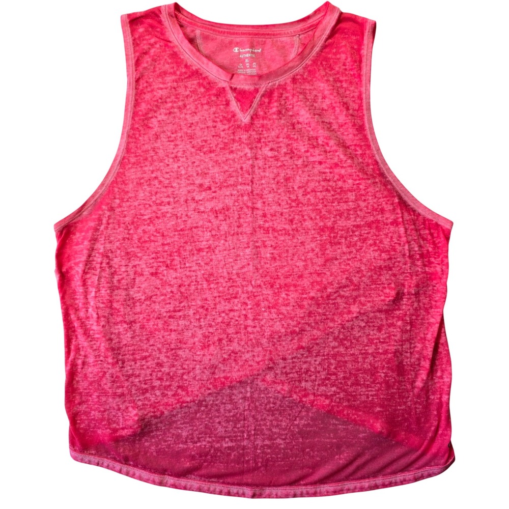 Champion Authentic Women Size XL Workout Tank Pink Burnout Back Wrap Design